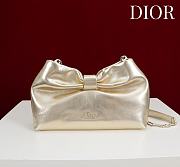 Fortok Dior 2026ss Bow bag Gold Glossy Leather 27×8×18cm - 3