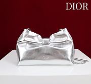 Fortok Dior 2026ss Bow bag Silver Glossy Leather 27×8×18cm - 1
