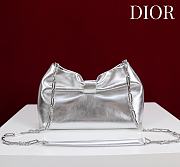 Fortok Dior 2026ss Bow bag Silver Glossy Leather 27×8×18cm - 5