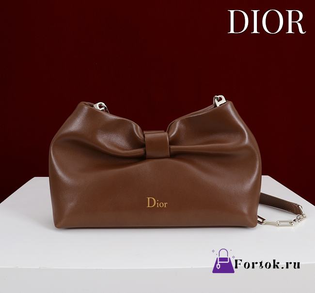Fortok Dior 2026ss Bow bag Dark Brown Lambskin 27×8×18cm - 1