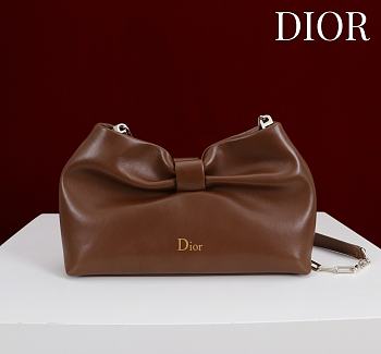 Fortok Dior 2026ss Bow bag Dark Brown Lambskin 27×8×18cm