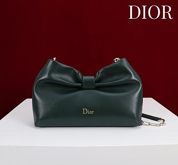 Fortok Dior 2026ss Bow bag Dark Olive Green Lambskin 27×8×18cm