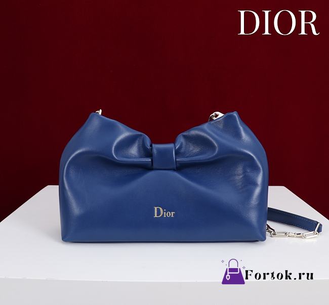 Fortok Dior 2026ss Bow bag Navy Dark Lambskin 27×8×18cm - 1