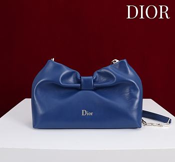 Fortok Dior 2026ss Bow bag Navy Dark Lambskin 27×8×18cm