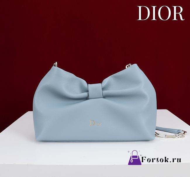 Fortok Dior 2026ss Bow bag Sky Blue Lambskin 27×8×18cm  - 1