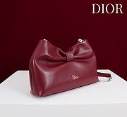 Fortok Dior 2026ss Bow bag Burgundy Lambskin 27×8×18cm - 2