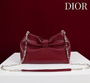 Fortok Dior 2026ss Bow bag Burgundy Lambskin 27×8×18cm - 4