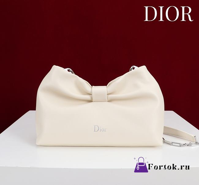 Fortok Dior 2026ss Bow bag Ivory Lambskin 27×8×18cm - 1