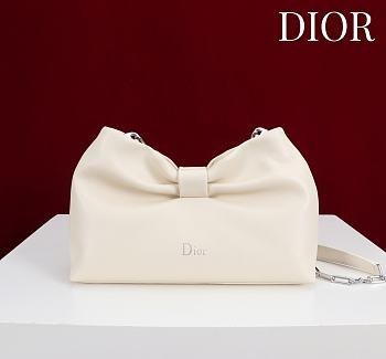 Fortok Dior 2026ss Bow bag Ivory Lambskin 27×8×18cm
