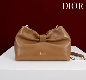 Fortok Dior 2026ss Bow bag Hazelnut Brown Lambskin 27×8×18cm