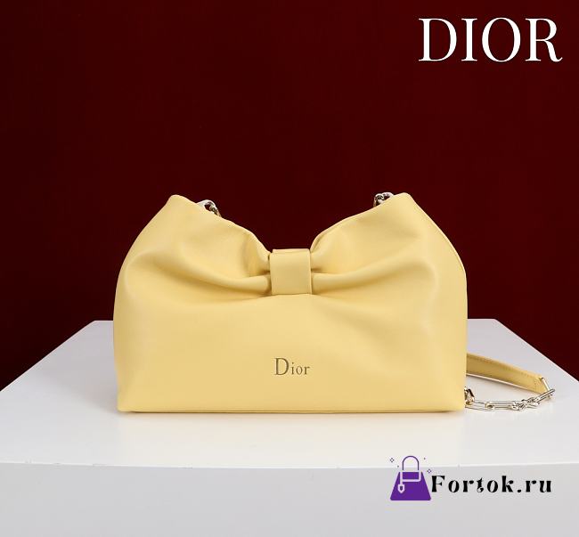 Fortok Dior 2026ss Bow bag Yellow Lambskin 27×8×18cm - 1