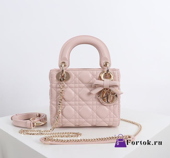Fortok Dior 2026ss Mini Lady Dior Bow bag in powder pink 17×15×7cm - 1
