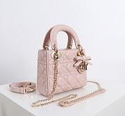Fortok Dior 2026ss Mini Lady Dior Bow bag in powder pink 17×15×7cm - 2
