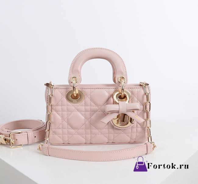 Fortok Dior 2026ss Mini Lady D-Joy Bow bag in powder pink 16.5cm x 6 x  10 CM - 1