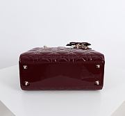 Fortok Dior 2026ss Lady Dior ABC Bag Patent Bow Bag Burgundy 20 x 17 x 8cm - 6