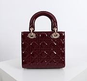 Fortok Dior 2026ss Lady Dior ABC Bag Patent Bow Bag Burgundy 20 x 17 x 8cm - 5