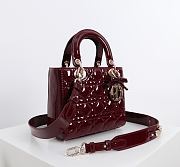 Fortok Dior 2026ss Lady Dior ABC Bag Patent Bow Bag Burgundy 20 x 17 x 8cm - 4