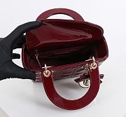 Fortok Dior 2026ss Lady Dior ABC Bag Patent Bow Bag Burgundy 20 x 17 x 8cm - 3