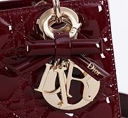 Fortok Dior 2026ss Lady Dior ABC Bag Patent Bow Bag Burgundy 20 x 17 x 8cm - 2
