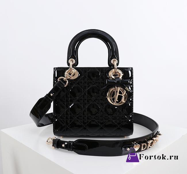 Fortok Dior 2026ss Lady Dior ABC Bag Patent Bow Bag Black 20 x 17 x 8cm - 1