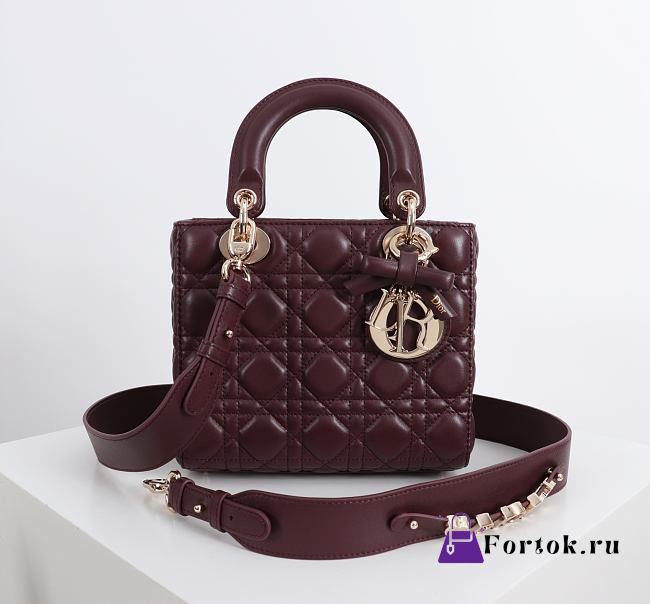 Fortok Dior 2026ss Lady Dior ABC Bag Bow Bag Burgundy 20 x 17 x 8cm - 1