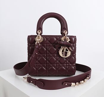 Fortok Dior 2026ss Lady Dior ABC Bag Bow Bag Burgundy 20 x 17 x 8cm
