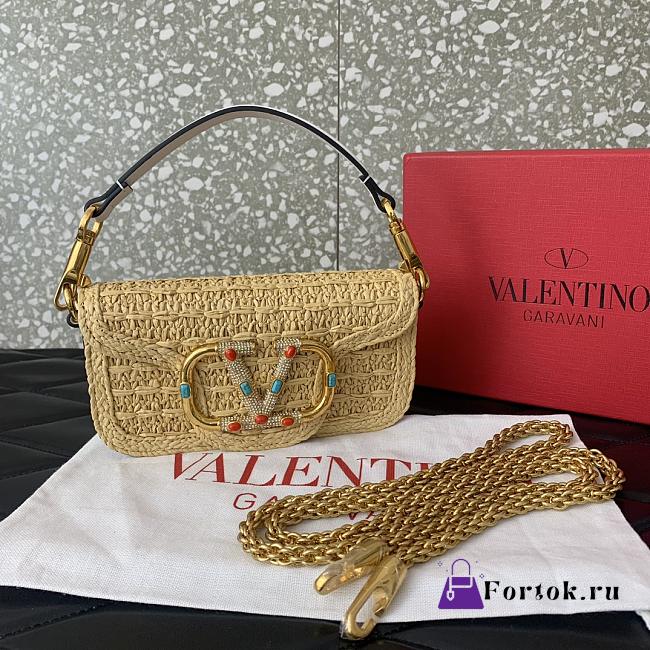 Fortok Valentino Garavani Small Locò raffia Shoulder Bag 19x10.5x5cm - 1