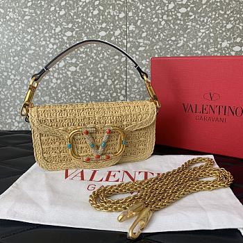 Fortok Valentino Garavani Small Locò raffia Shoulder Bag 19x10.5x5cm