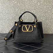 Fortok Valentino Garavani VLogo Signature Raffia tote bag Black 25x18x12cm - 1