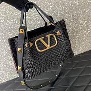 Fortok Valentino Garavani VLogo Signature Raffia tote bag Black 25x18x12cm - 3