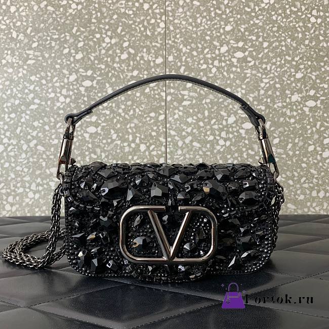 Fortok Valentino Garavani Locò shoulder bag crystal embellishments Black 20 x 11 x 5cm - 1