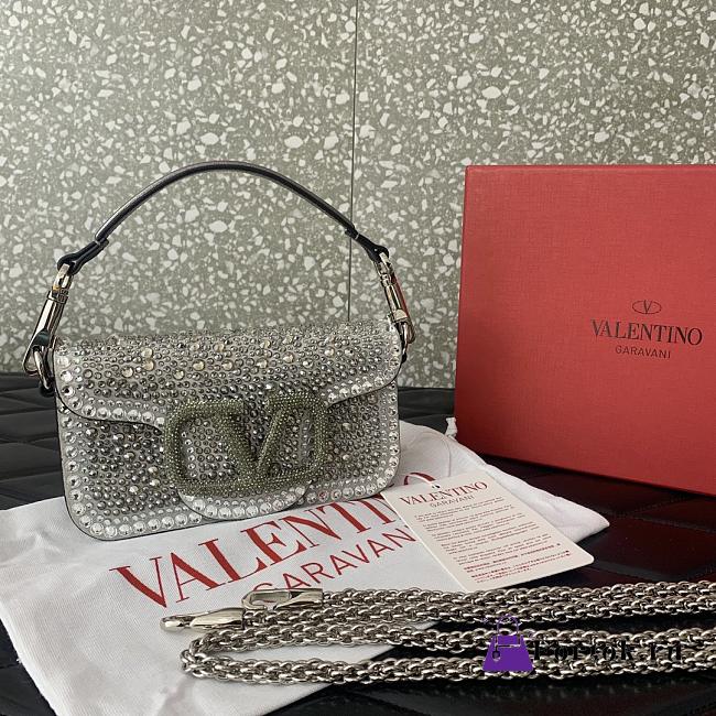 Fortok Valentino Garavani Locò Embellished Shoulder Bag silver rhinestones 19 x10.5 x 5cm - 1