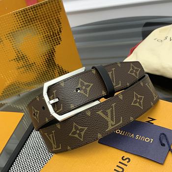 Fortok Louis Vuitton Belt Monogram Heritage Silver 3.5cm 