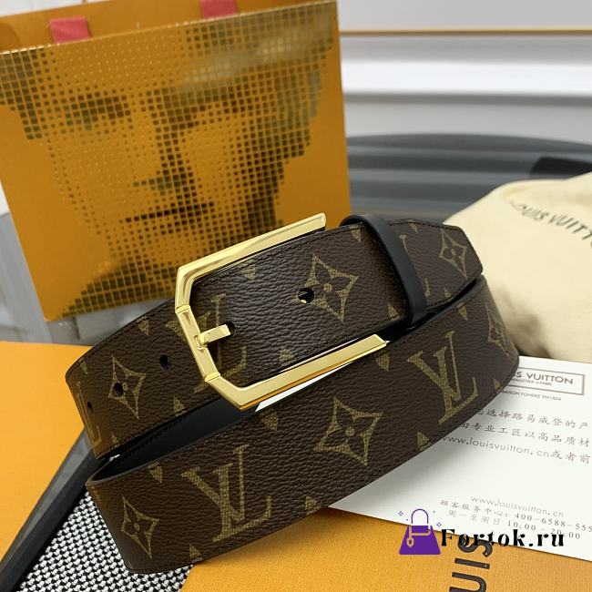 Fortok Louis Vuitton Belt Monogram Heritage Gold 3.5cm  - 1