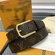 Fortok Louis Vuitton Belt Monogram Heritage Gold 3.5cm  - 1