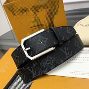 Fortok Louis Vuitton Belt Black Monogram Heritage Silver 3.5cm  - 1