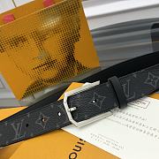 Fortok Louis Vuitton Belt Black Monogram Heritage Silver 3.5cm  - 4