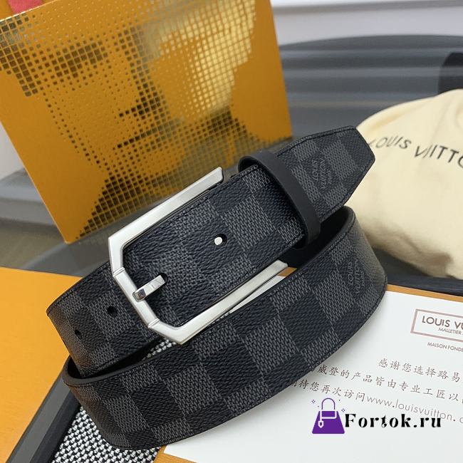Fortok Louis Vuitton Belt Heritage Silver 3.5cm  - 1