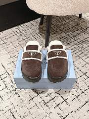 Fortok Prada Suede and Shearling Mules Chocolate Brown - 1
