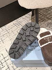 Fortok Prada Suede and Shearling Mules Chocolate Brown - 5