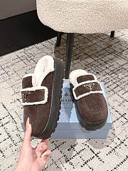 Fortok Prada Suede and Shearling Mules Chocolate Brown - 3