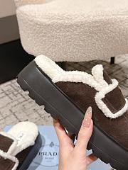Fortok Prada Suede and Shearling Mules Chocolate Brown - 2