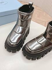 Fortok Prada snow boots chunky rubber sole Silver/ Black - 5