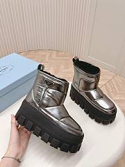 Fortok Prada snow boots chunky rubber sole Silver/ Black - 2