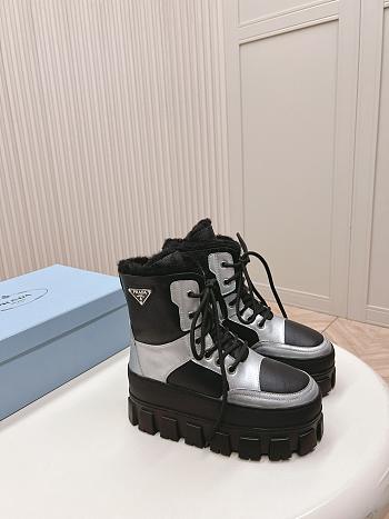 Fortok Prada Monolith Silver/Black Shearling Boots