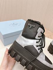Fortok Prada Monolith Silver/Black Shearling Boots - 6