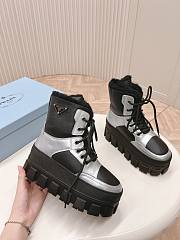 Fortok Prada Monolith Silver/Black Shearling Boots - 5
