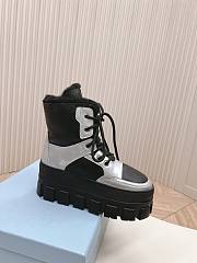 Fortok Prada Monolith Silver/Black Shearling Boots - 4