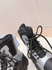 Fortok Prada Monolith Silver/Black Shearling Boots - 3