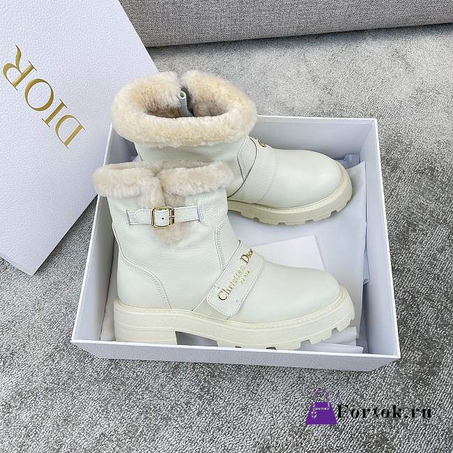 Fortok DiorAlps D-Quest ankle boot in lambskin shearling and calfskin White - 1